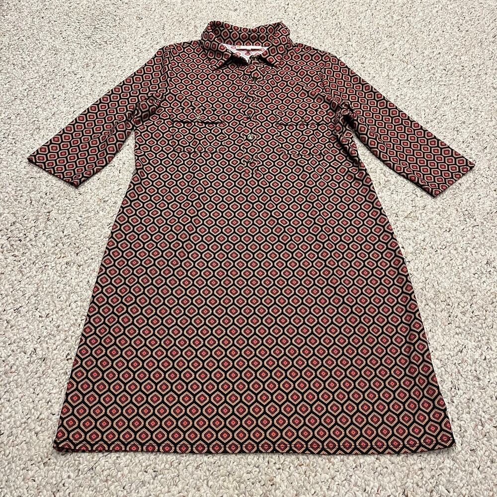 Jude Connally Sloan Shirt Dress XL Geometric Artsy Preppy 3/4 Sleeve Summer